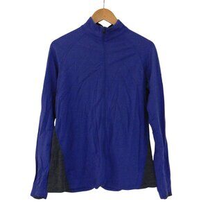 Ibex Womens 100% Merino Wool Full Zip Jacket Purple Gray Base layer Size XL